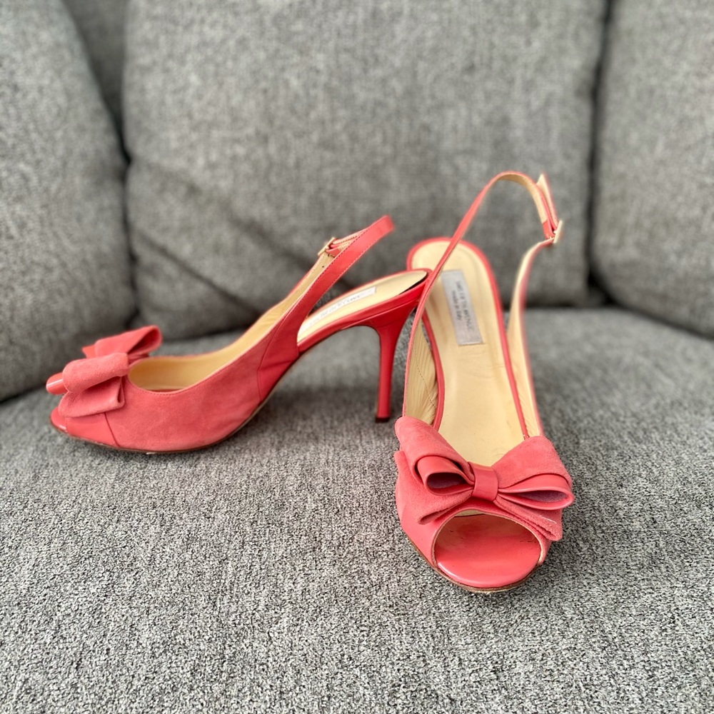 Saks fifth Ave: Pink bow sling back